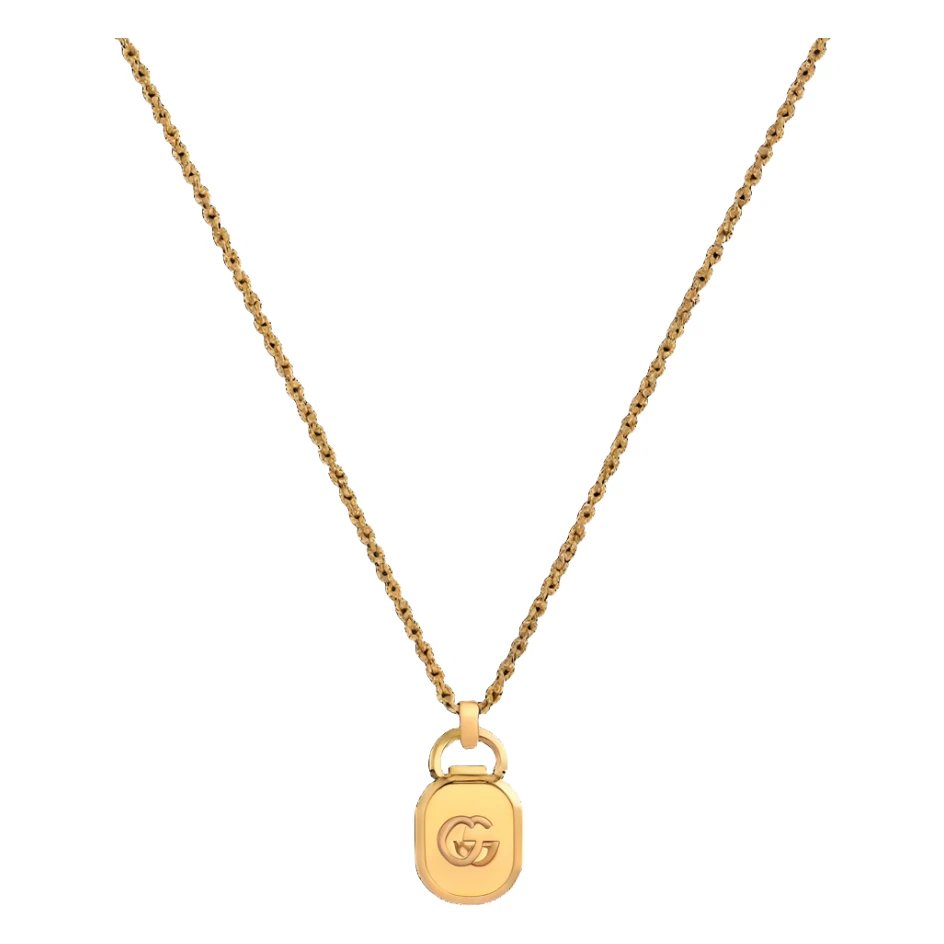 luxury gold Gucci chain necklace with pendant sticker