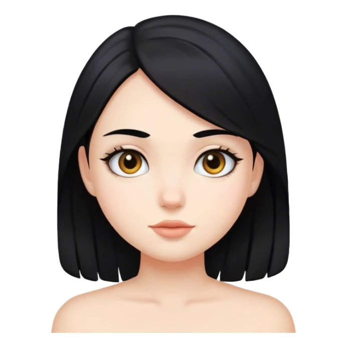 Chica blanca, cabello color negro clean sticker