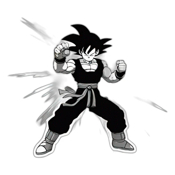 Goku doing a kamehameha in black and white sticker