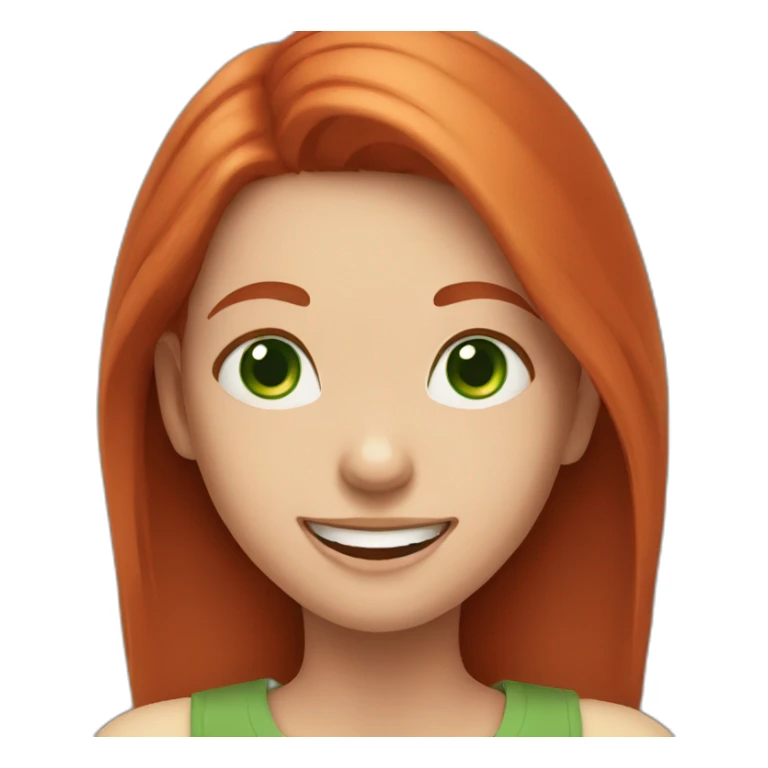 a girl with green eyes and red hair laughs sticker