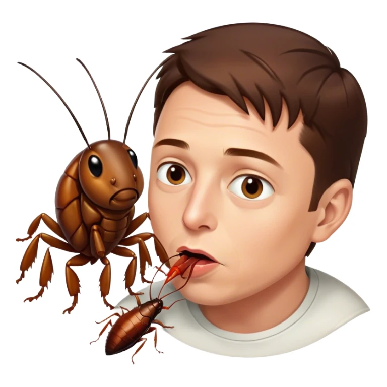 a cockroach kissing elon musk sticker