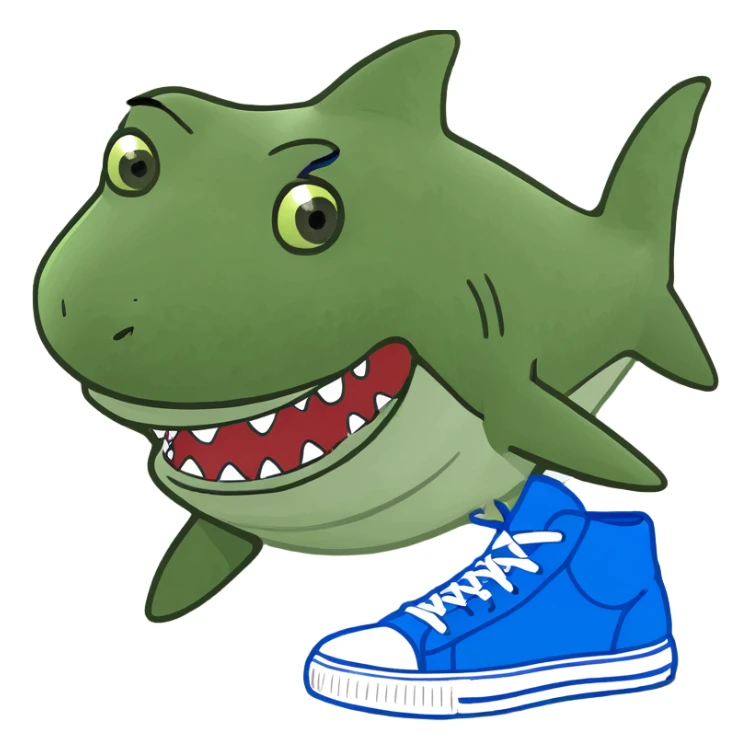 Has un tiburón con zapatillas azules  sticker