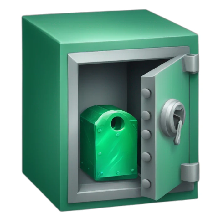 open safe in the middle of the emerald sticker
