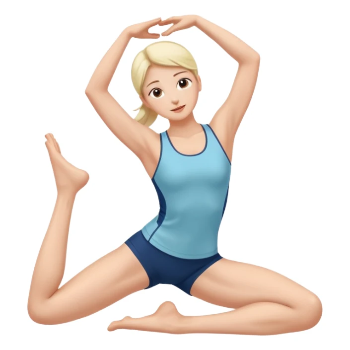 person stretching with graceful lines around sticker