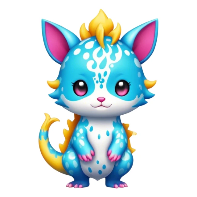 an edgy cute kawaii vernid-fionbri with splash patterns full body sticker