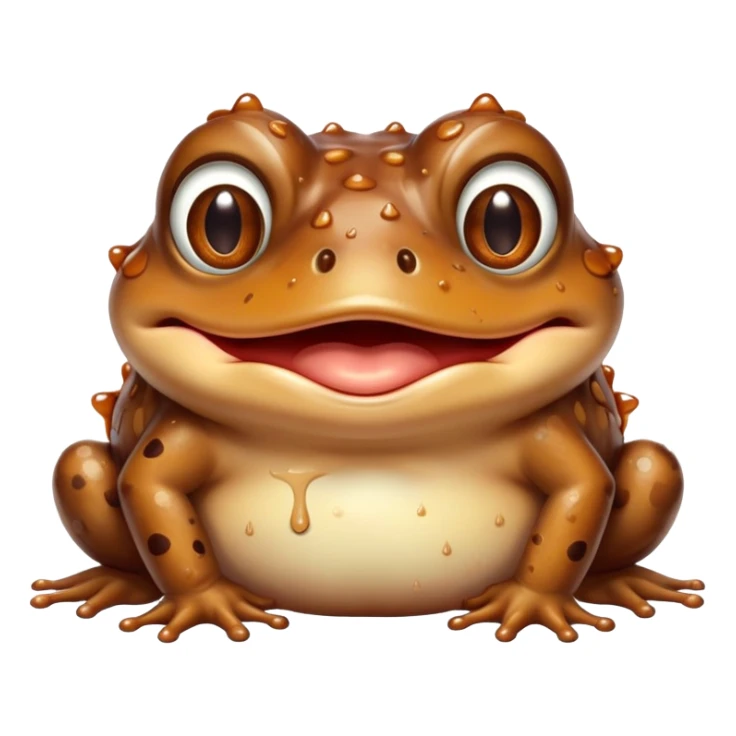 funny toad face with chocolate dripping from its mouth, burping, bufo toad character sticker
