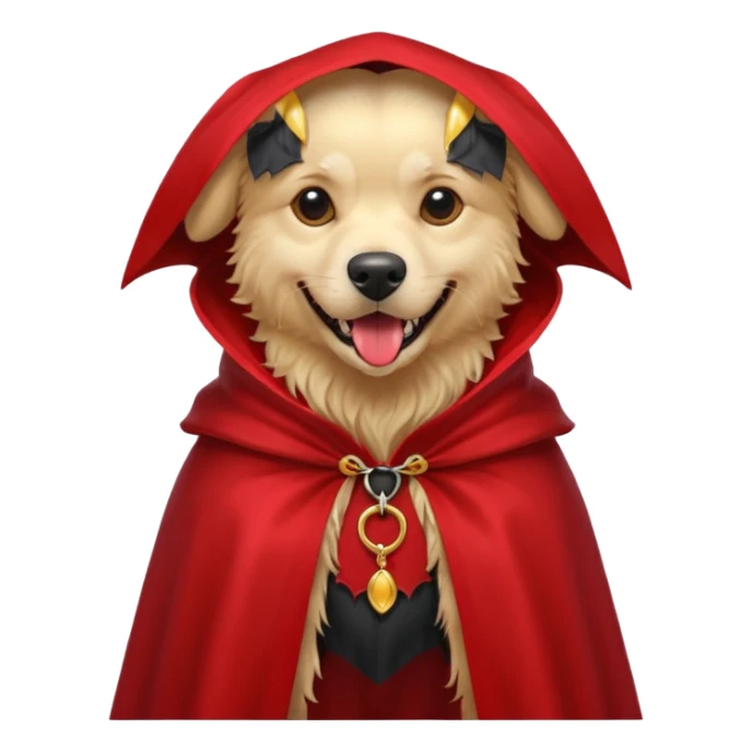 Goldern Vampire Dog in red collar cloak sticker