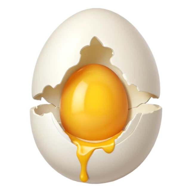 egg object icon, cracked egg with yolk, 3D cartoon, mobile game icon style, clean background, no text, no watermark
 sticker