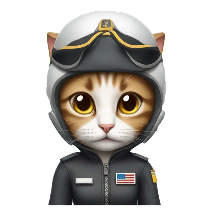 Sad female cat wearing a pilot outfit sticker