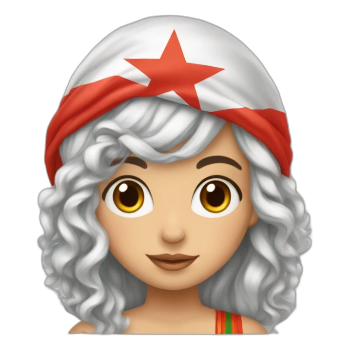 Une fille au cheveux bouclés avec le drapeau du Maroc sticker