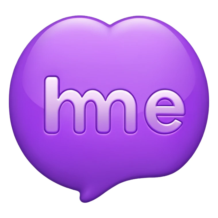 3D text that spells "me" in a shiny purple font sticker sticker