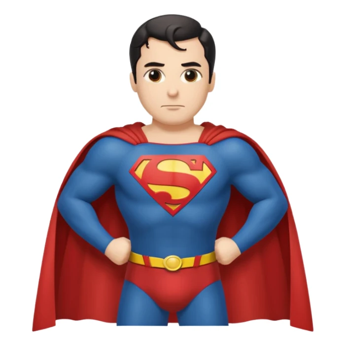 Make a Superman emoji with hands on hips, cape blowing, and the Superman "S" on the front. Make taller sticker