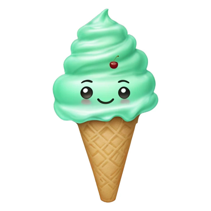 A circular glass with mint green ice cream and a cherry on top  sticker