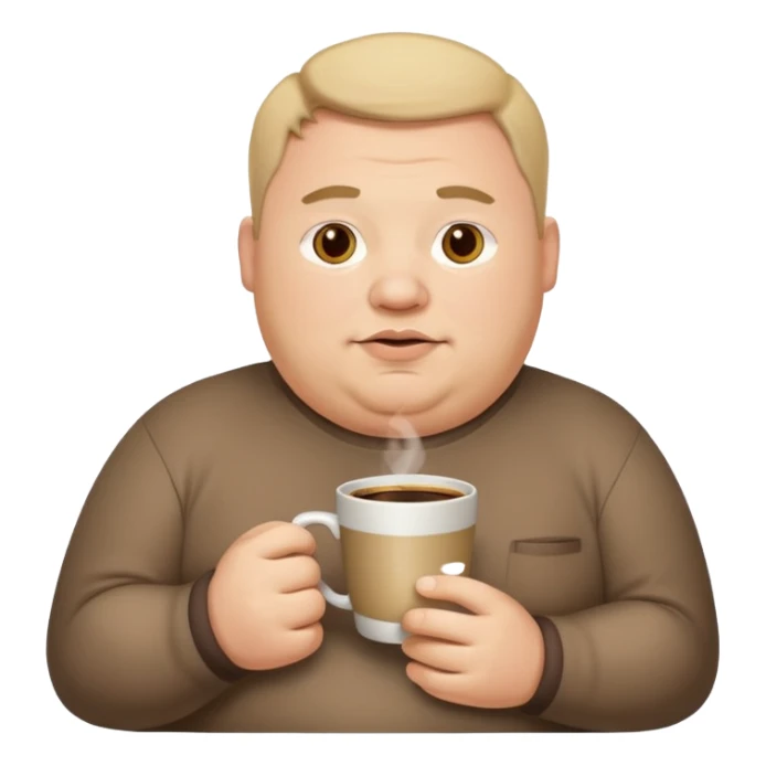 fat man, hold a cup of coffee sticker