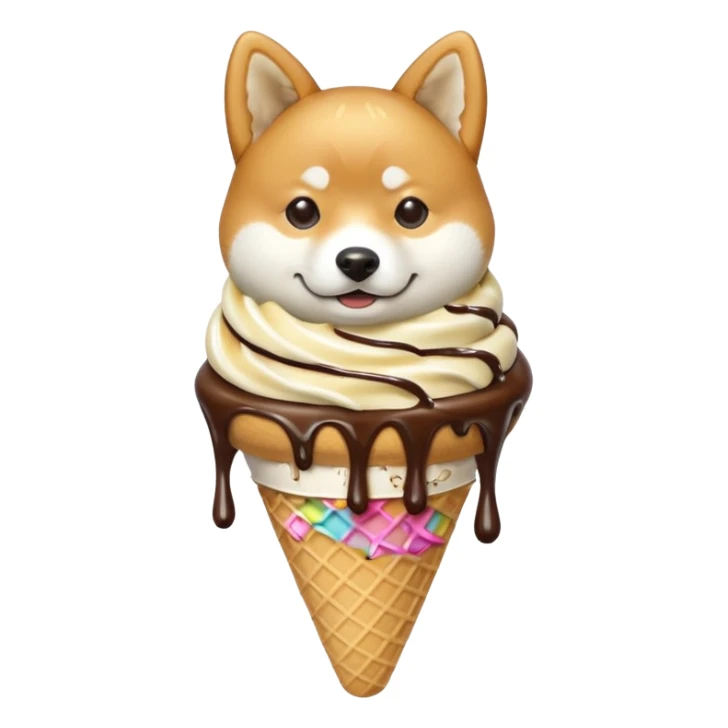 Shiba Jasper chocolate vanilla swirl ice cream cone sticker