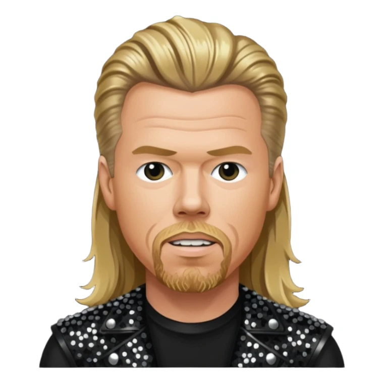 James Hetfield with long dark blonde hair, black sequin outfit  sticker