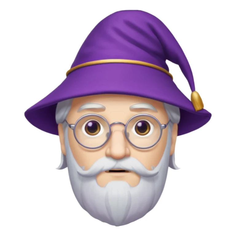 dumbledore, white hair, wear purple magic hat, glasses sticker