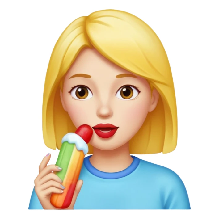 Woman eating a icy pole sticker