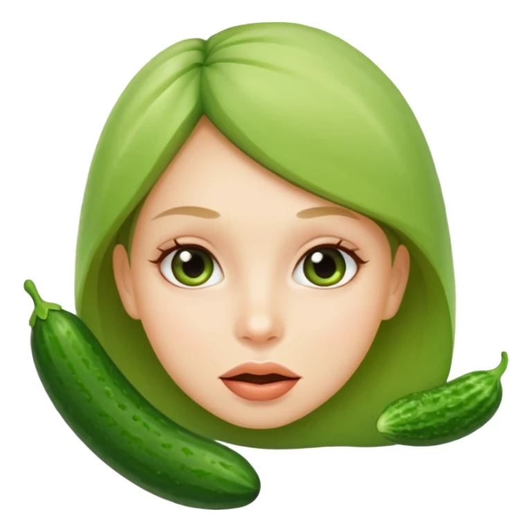 Girl with a cucumber in her mouth sticker