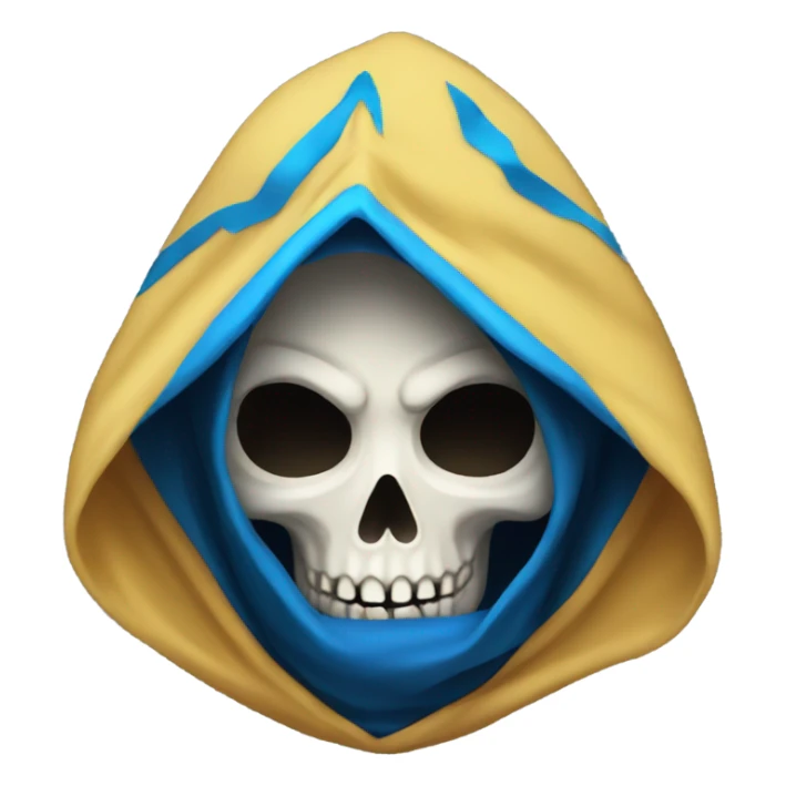 skull wearing blue hood and cloak sticker
