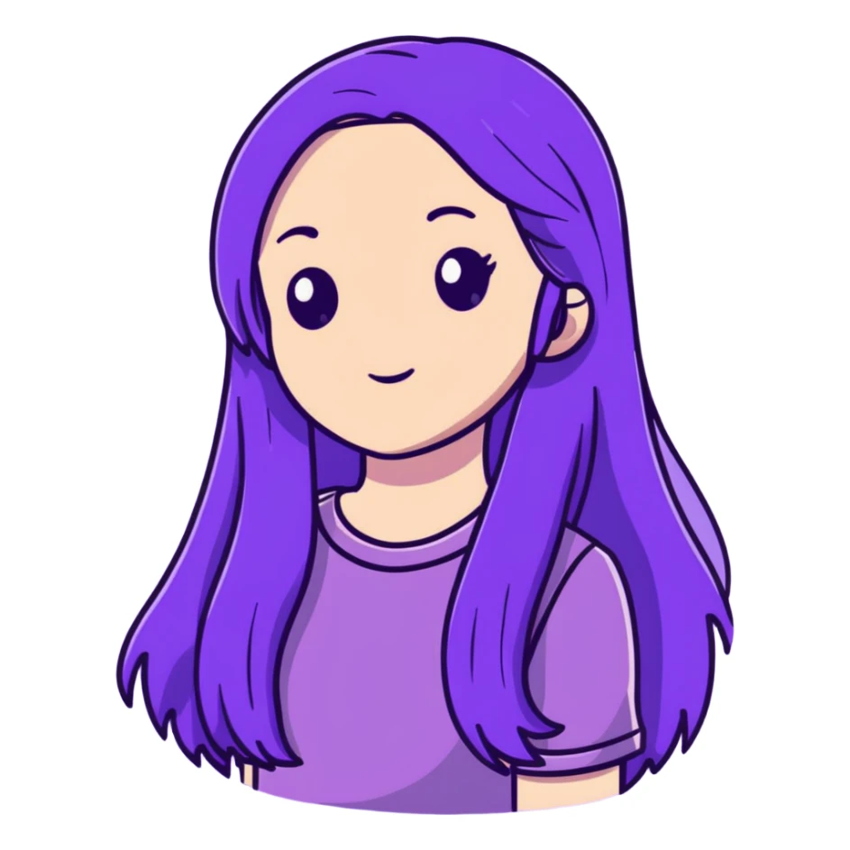 Girl purple long hair  sticker