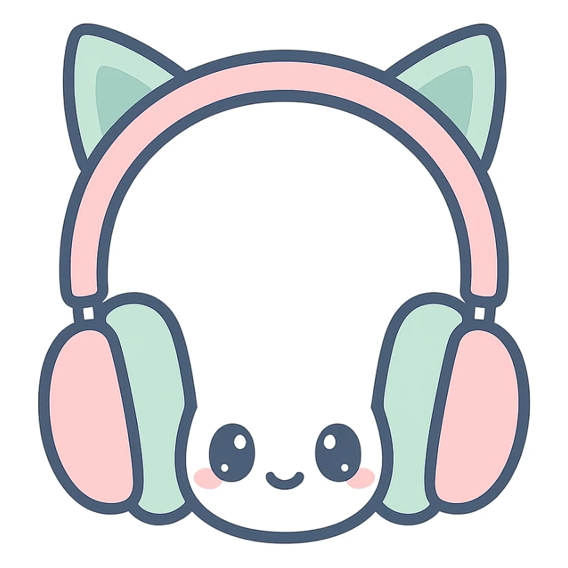 headphones with cat ears, simple and cute sticker