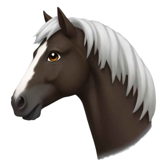 Dark brown horse with dark brown mane and small white star marking sticker