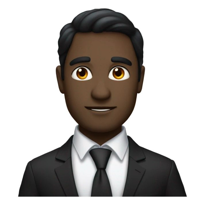 create a gentleman who looks sharp like a cel with a black suit, sharp facial features, black hair, black eyes, indian face sticker