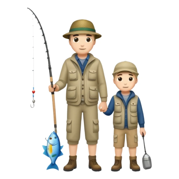 father and son fishing, full body sticker