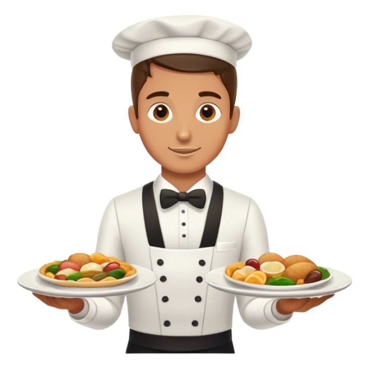 waiter showing plates of food sticker