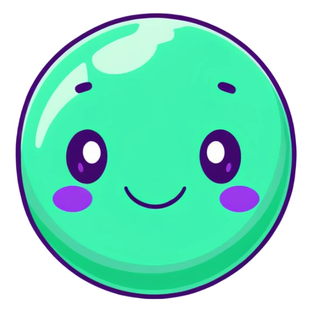 emerald green planet with lighter green spots and a cute beaming face sticker