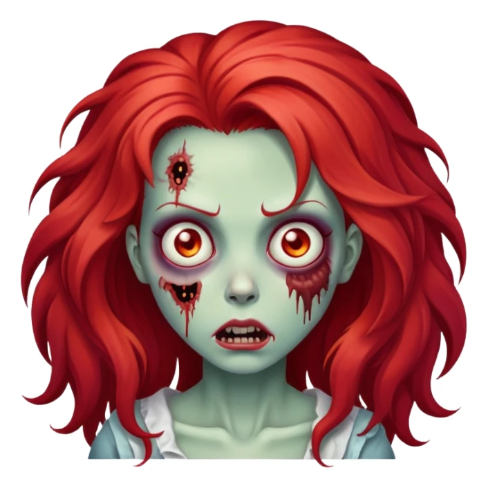 big red hair zombie girl sticker