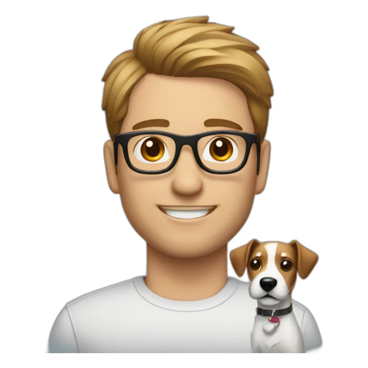 Modern hair cut man with glasses with jack russell terrier dog sticker