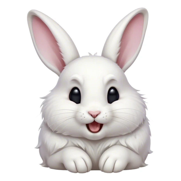 Cinematic Cute Yawning White Rabbit Portrait Emoji, Head tilted slightly with a dramatic, wide-open yawn, showcasing a smooth, silky white fur with floppy ears, round dark eyes barely open in drowsy contentment, Simplified yet irresistibly adorable features, highly detailed, glowing with a soft, cozy glow, high shine, relaxed yet expressive, stylized with a touch of whimsy, bright and endearing, soft glowing outline, capturing the essence of a sleepy yet affectionate bunny, so drowsy it feels like it could stretch out of the screen and curl up for a nap! sticker