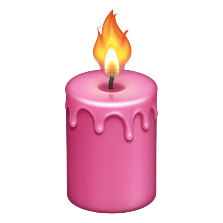 Draw a pink candle with a flame on it that looks 55 degrees tilted from a bird's eye view. sticker