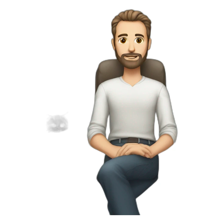 a lazy male software engineer with long slicked back hair a beard and 2 kittens sticker