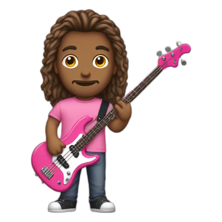 bruned-long-bassguitar-player-pink-tshirt-pink sticker