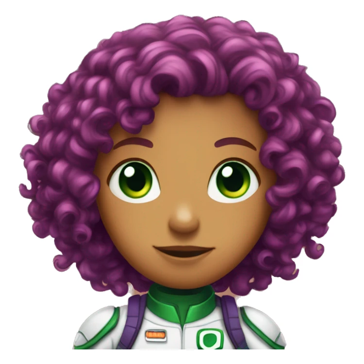 starfire dc red curly hair purple spacesuit eyes green sticker