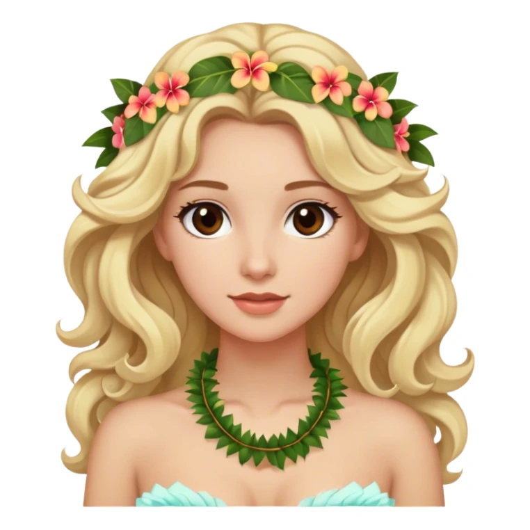 Blonde model with brown eyes, medium-length soft curls, luxury honeymoon in Hawaii sticker