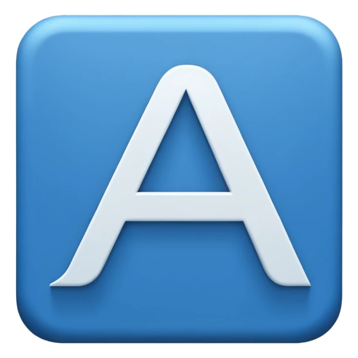 The image is a blue icon with the letter "A" in the center. The letter is in a bold, sans-serif font and is slightly tilted to the right. Below the letter, there is a smaller text that reads "10.9". The background is white and the icon is simple and minimalistic. sticker