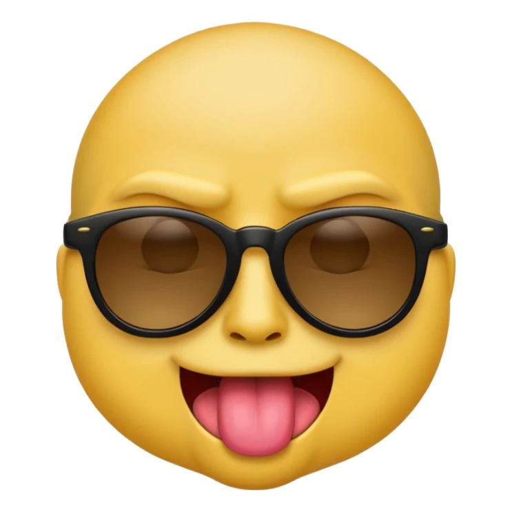 arrogant emoji wearing dark sunglasses sticking its tongue out sticker