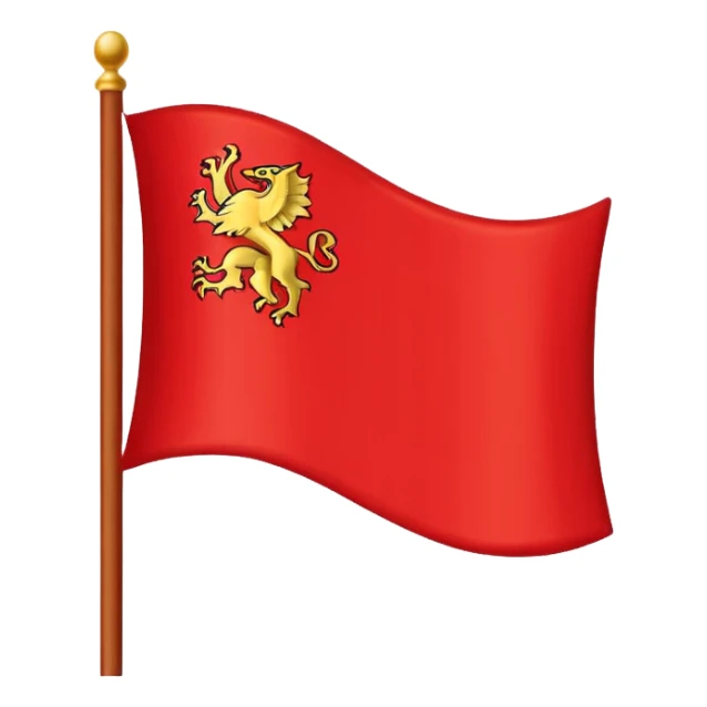 “Emoji-style red waving castle flag, flat clean lines, simple heraldic shape, no castle shown.” sticker