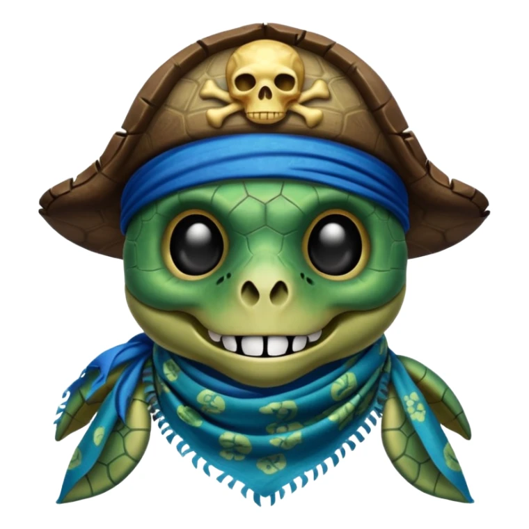 sea turtle wearing a blue pirate skull scarf sticker