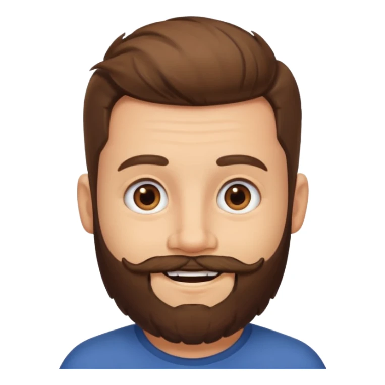 man, stubby hair, brown eyes, full beard, smiling sticker