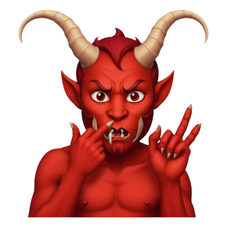 Creppy devil and shushing someone  🤫 like there figer over there mouth  like there lip is closed and the figers over sticker