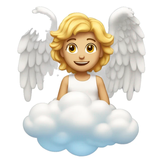 Un ángel sentado en una nube feliz moviéndose  sticker