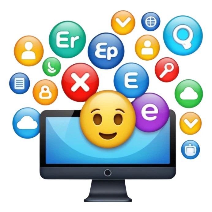 ERP emoji representing enterprise resource planning with abstract business and technology elements sticker