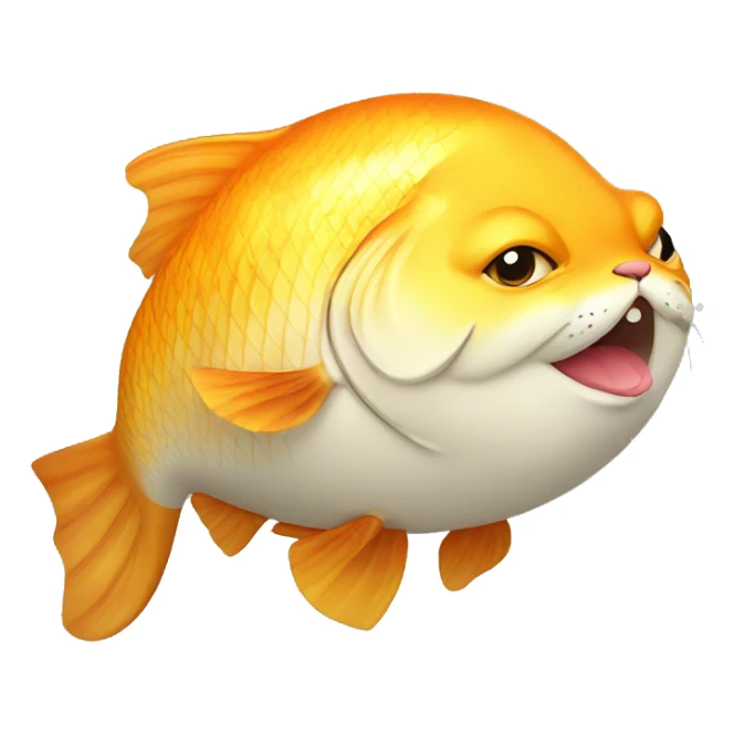 Fat Cat eating golden fish sticker