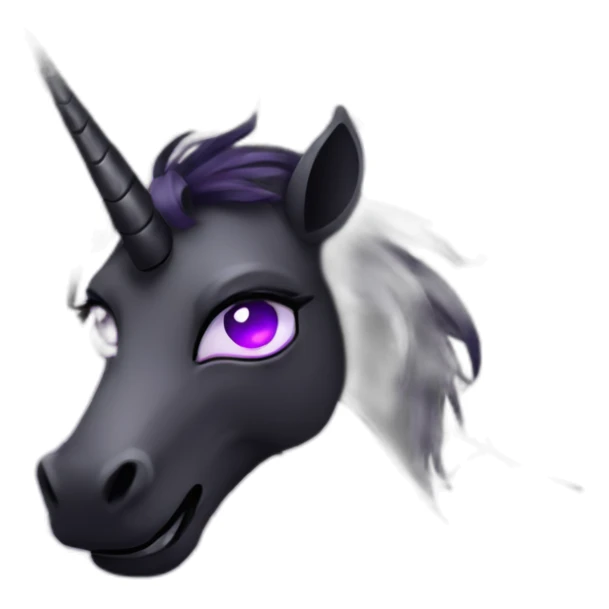 Spooky black unicorn with purple eye and white spider webs sticker