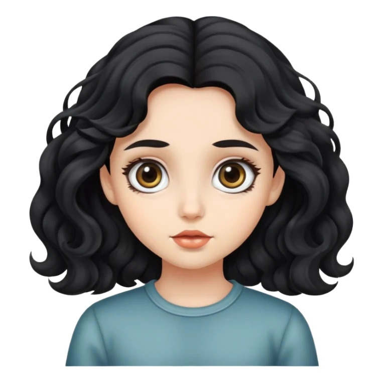 Girl with big eyes and black wavy hair sticker